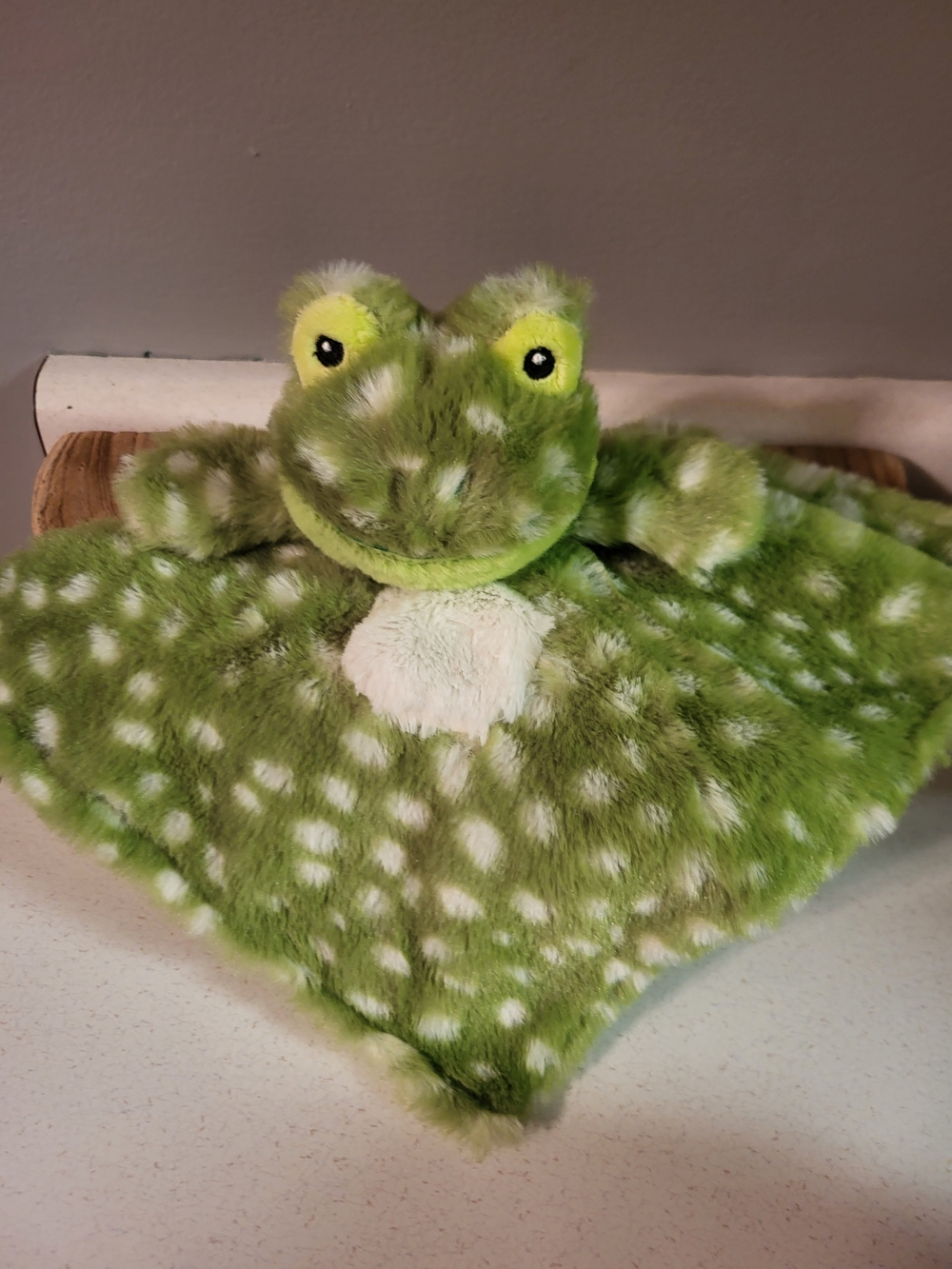 Plush Green Frog Comfort Lovey Blanket - Soft Infant Snuggle Toy